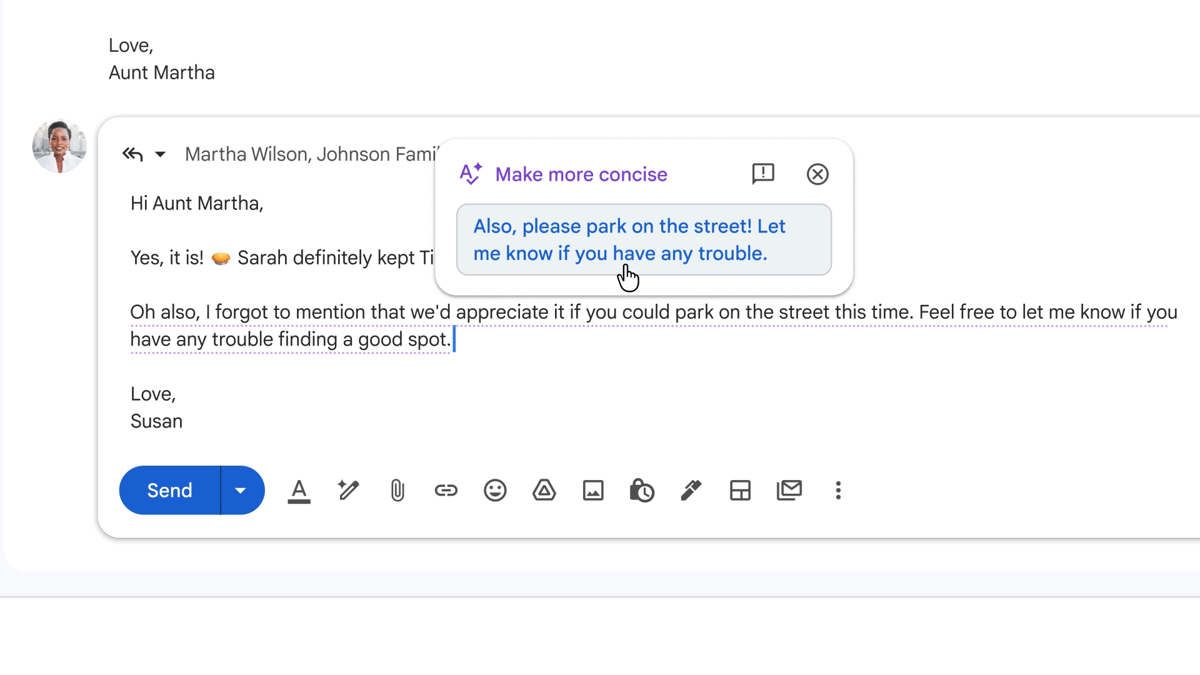 ilustrasi fitur AI koreksi tulisan di Gmail