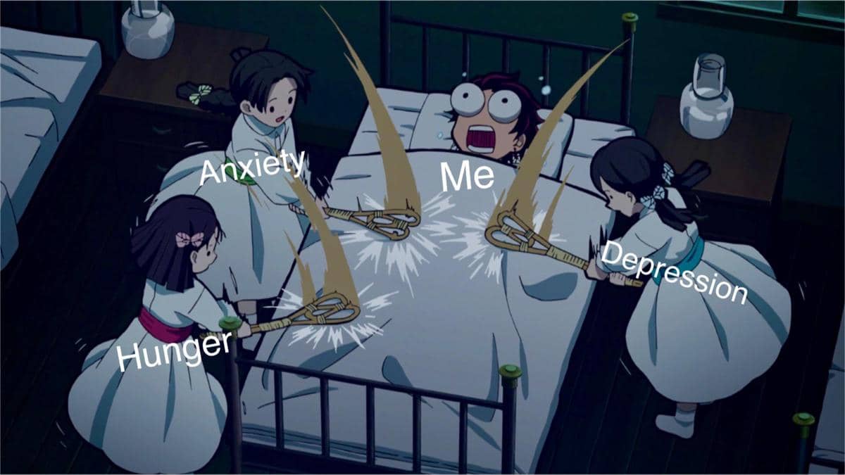 meme anime tentang berusaha tidur