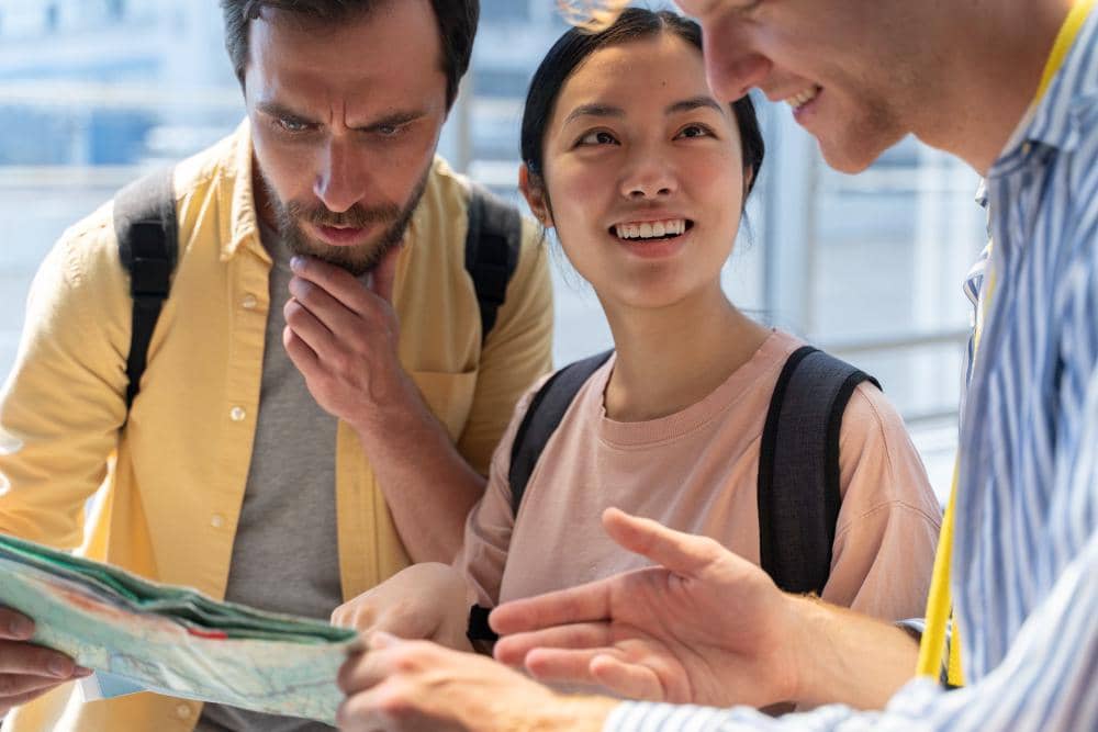 ilustrasi menjadi tour guide