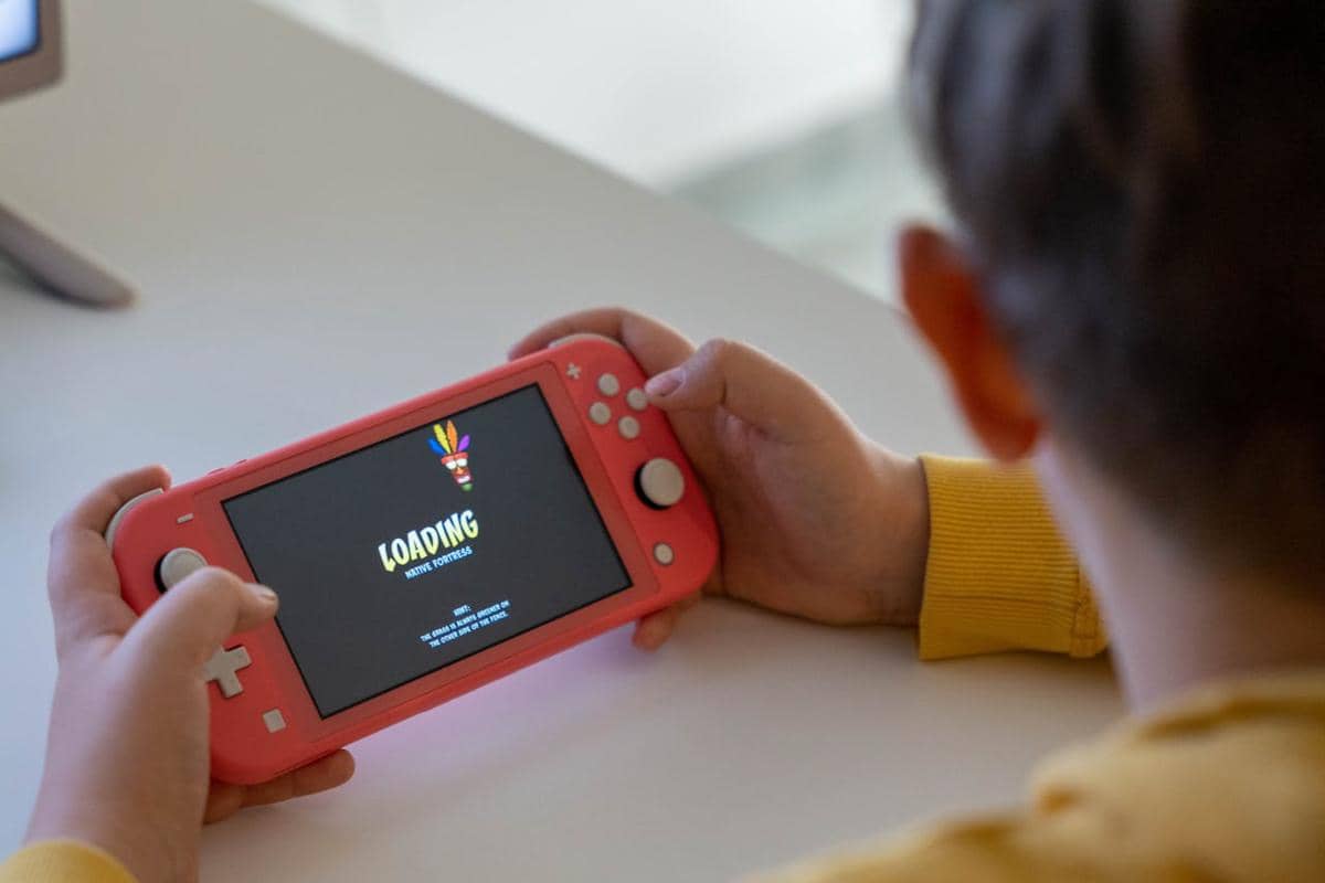 ilustrasi bermain Switch Lite