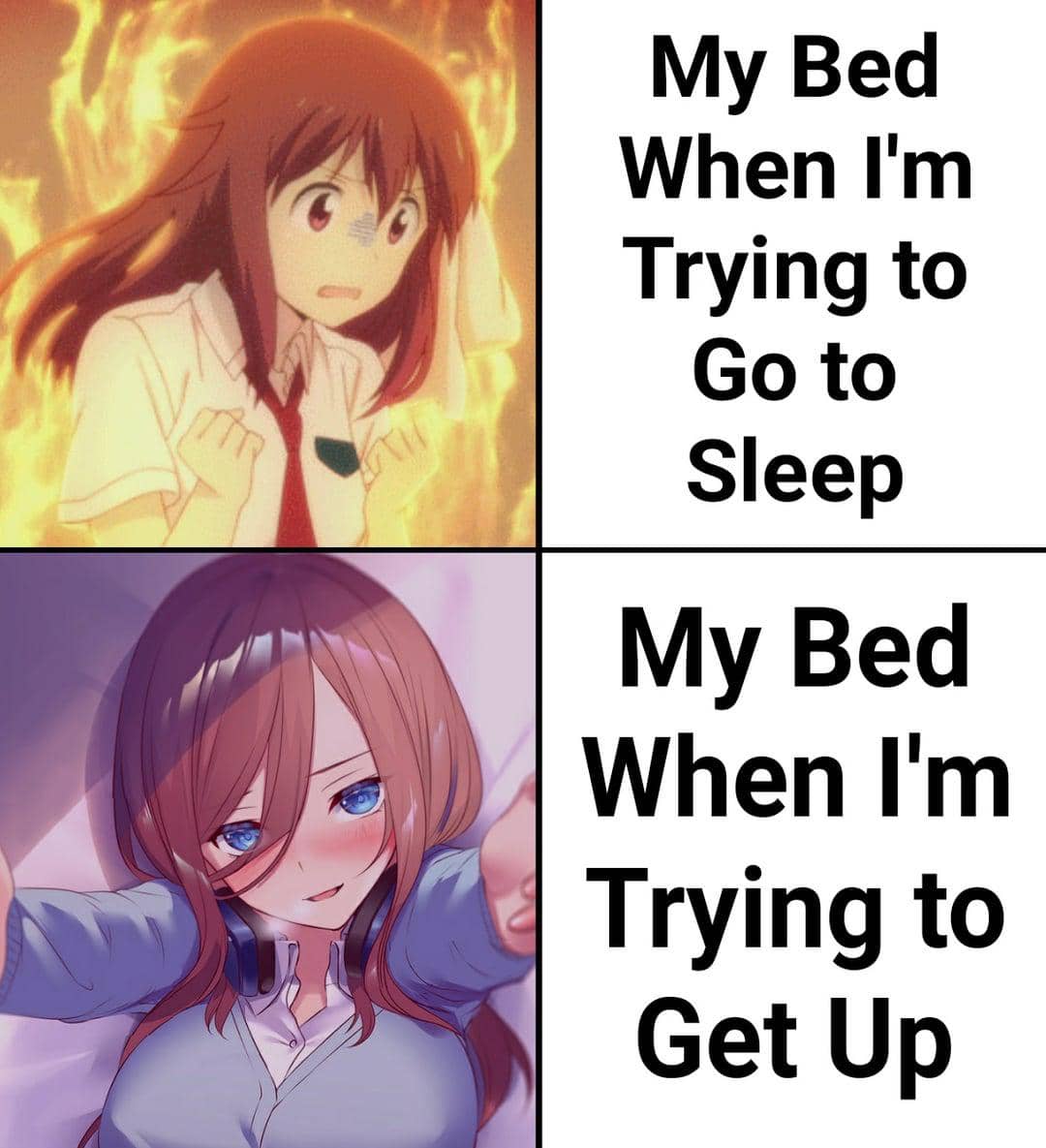 meme anime tentang berusaha tidur
