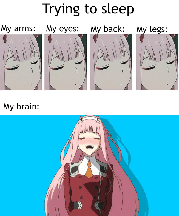 meme anime tentang berusaha tidur