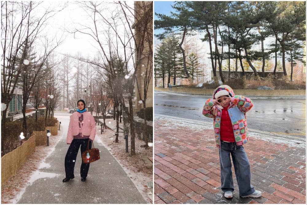 Tantri Namirah dan anak merasakan hujan salju di Korsel