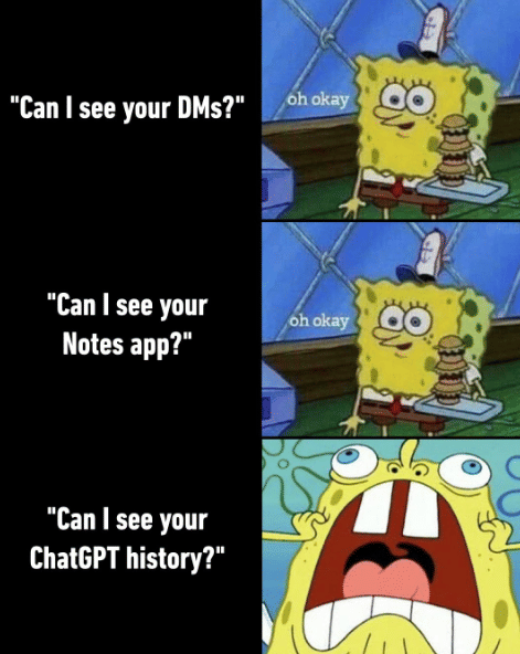 meme SpongeBob saat ditanya berbagai hal