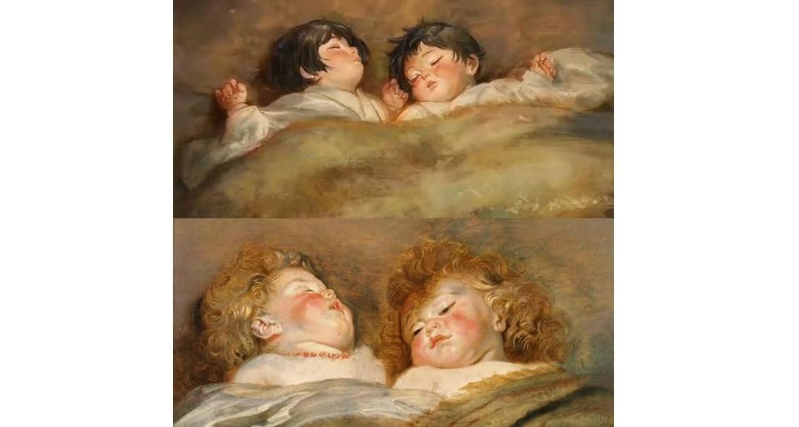 Maki dan Mai yang mengambil referensi Two Sleeping Children - Jujutsu Kaisen S3