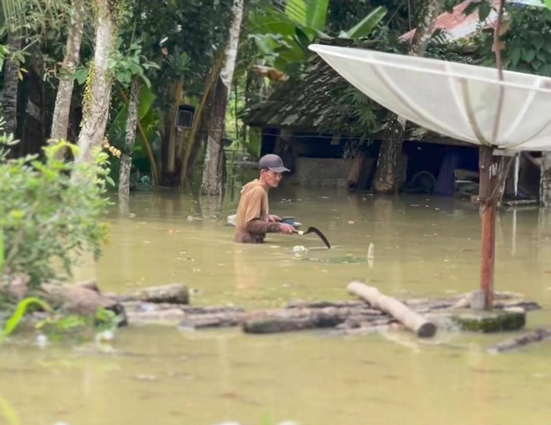 Kondisi banjir di Kabupaten OKU Timur. (Dok. Pemprov Sumsel)