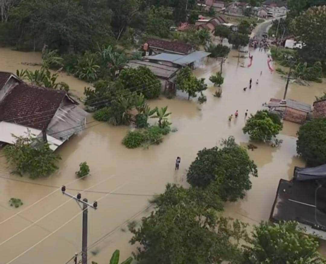 Kondisi banjir di Kabupaten OKU Timur. (Dok. Pemprov Sumsel)