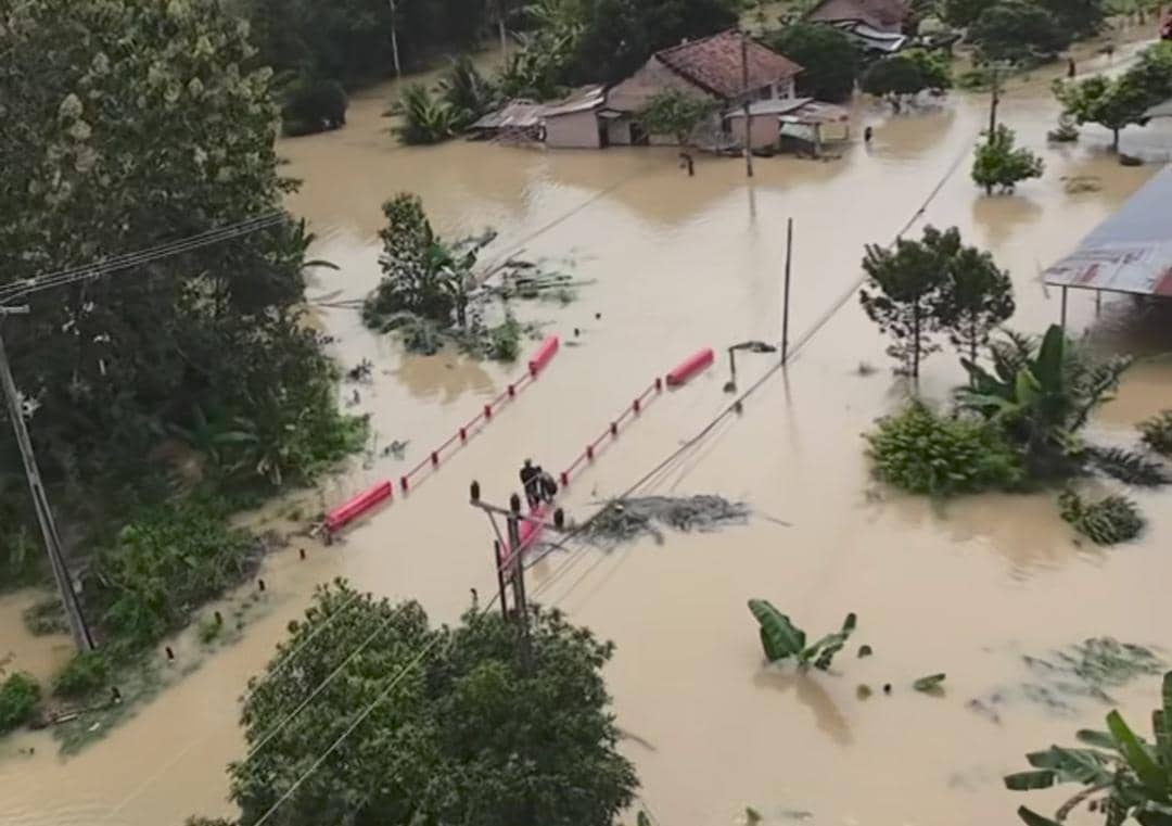 Kondisi banjir di Kabupaten OKU Timur. (Dok. Pemprov Sumsel)
