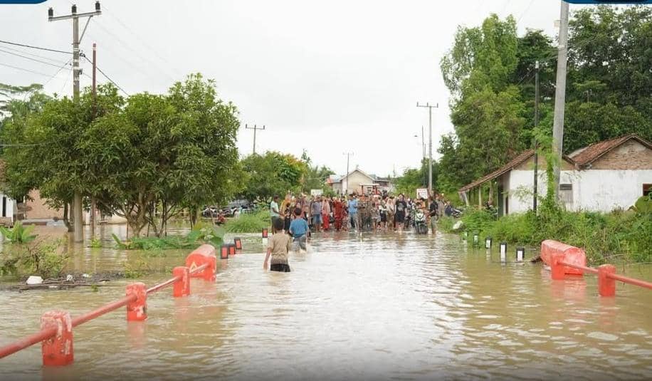 Kondisi banjir di Kabupaten OKU Timur. (Dok. Pemprov Sumsel)