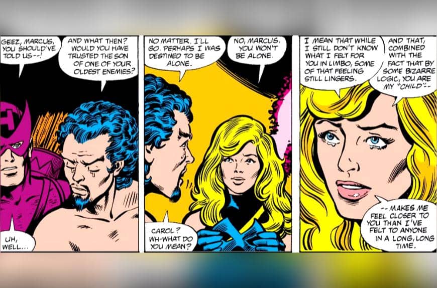 Carol Danvers dan Marcus dalam komik Avengers #200