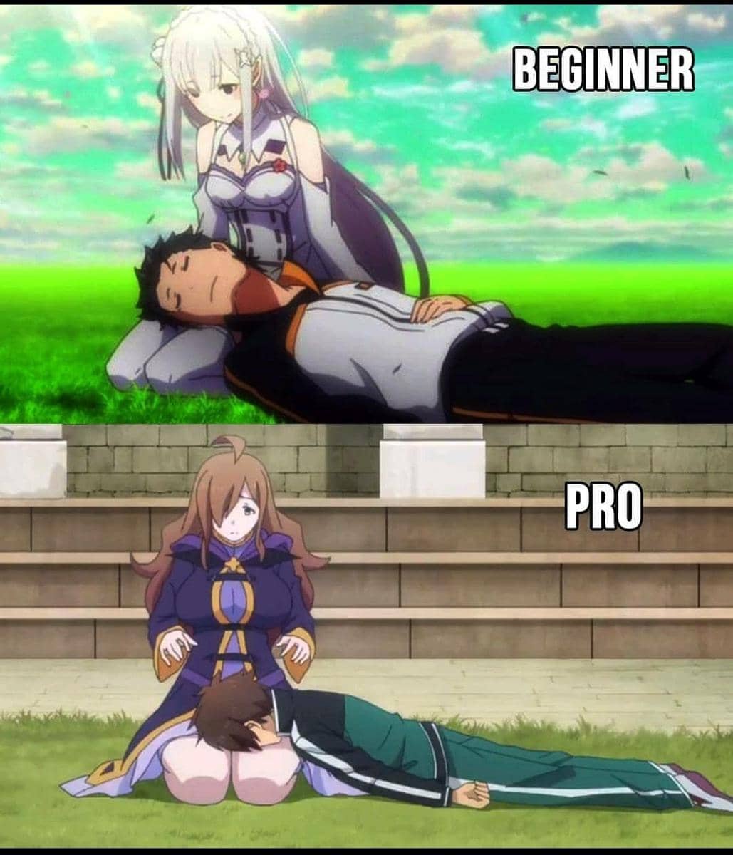 meme anime tidur di pangkuan