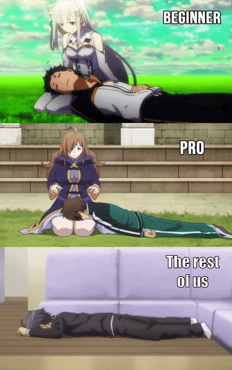 meme anime tidur di pangkuan