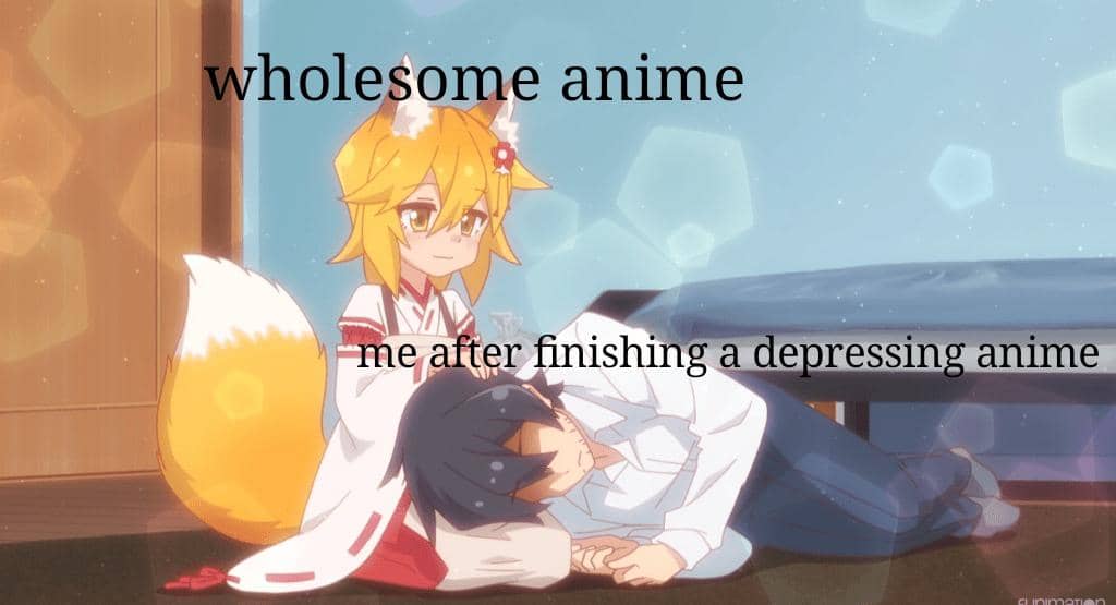 meme anime tidur di pangkuan