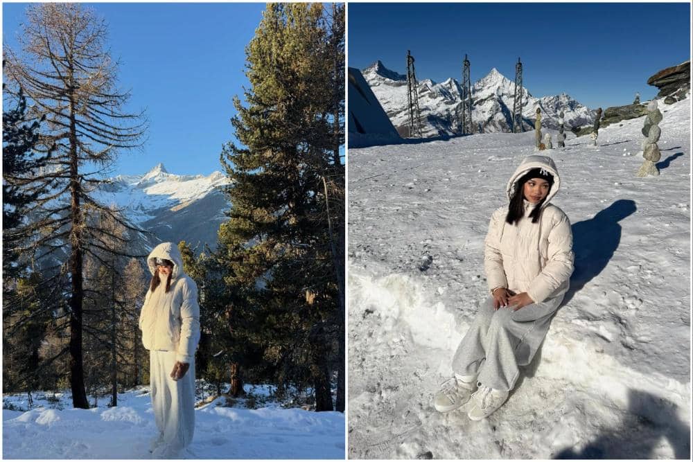 Naura Ayu menikmati salju di Gunung Matterhorn