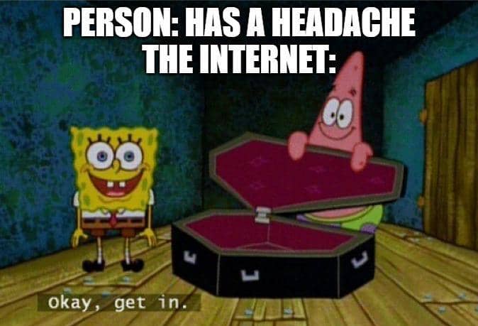 meme SpongeBob tentang sakit kepala