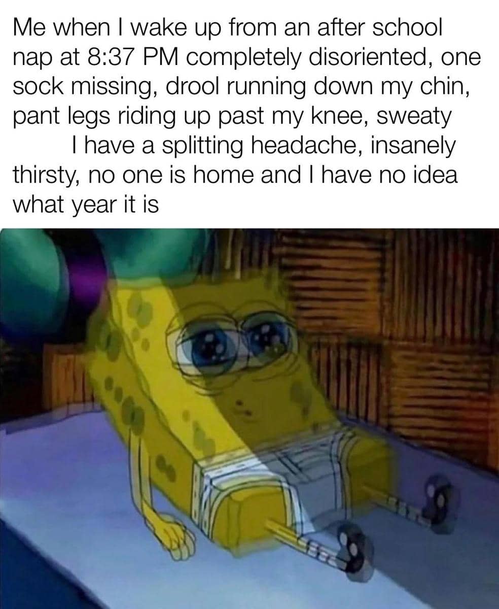 meme SpongeBob tentang sakit kepala