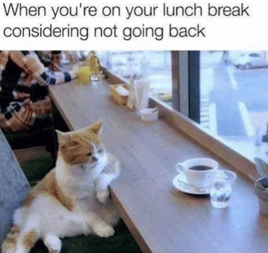 meme istirahat makan siang di tempat kerja