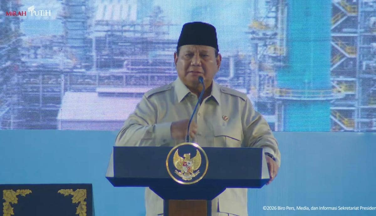 Presiden Prabowo meresmikan Infrastruktur Terintegrasi Pertamina Refinery Development Master Plan (RDMP) di Balikpapan, Senin (12/1/2026) (Youtube.com/Sekretariat Presiden)