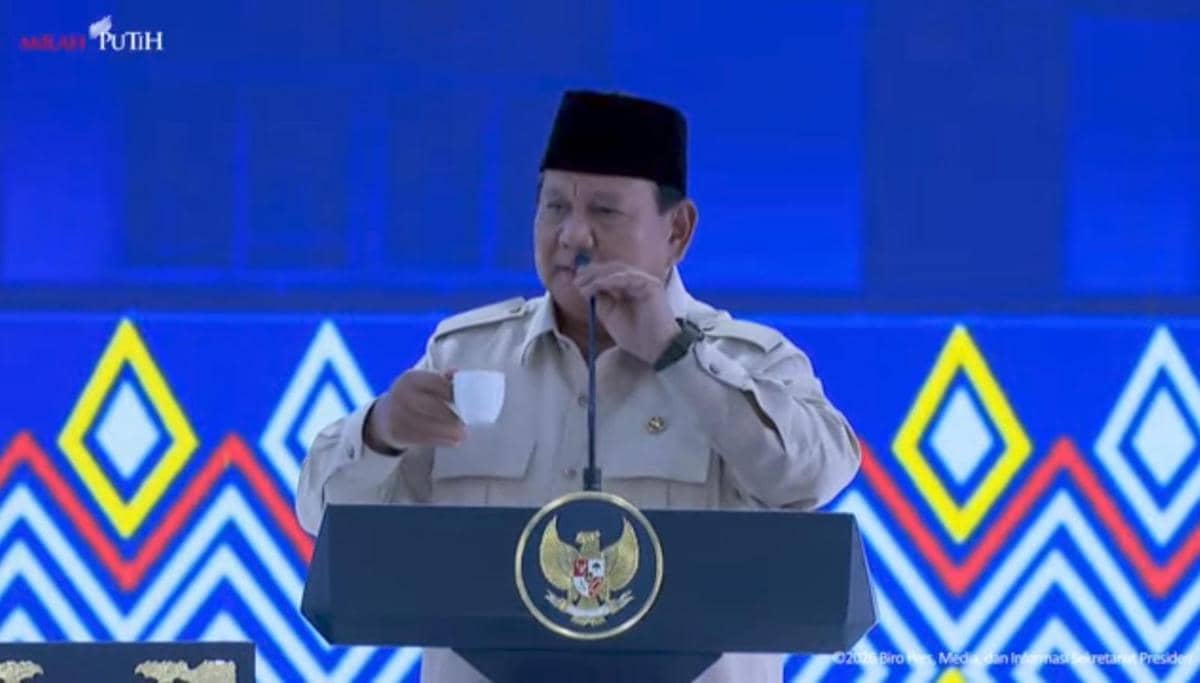 Kelakar Prabowo Izin Minum Kopi saat Pidato: Izinnya ke Siapa ya?