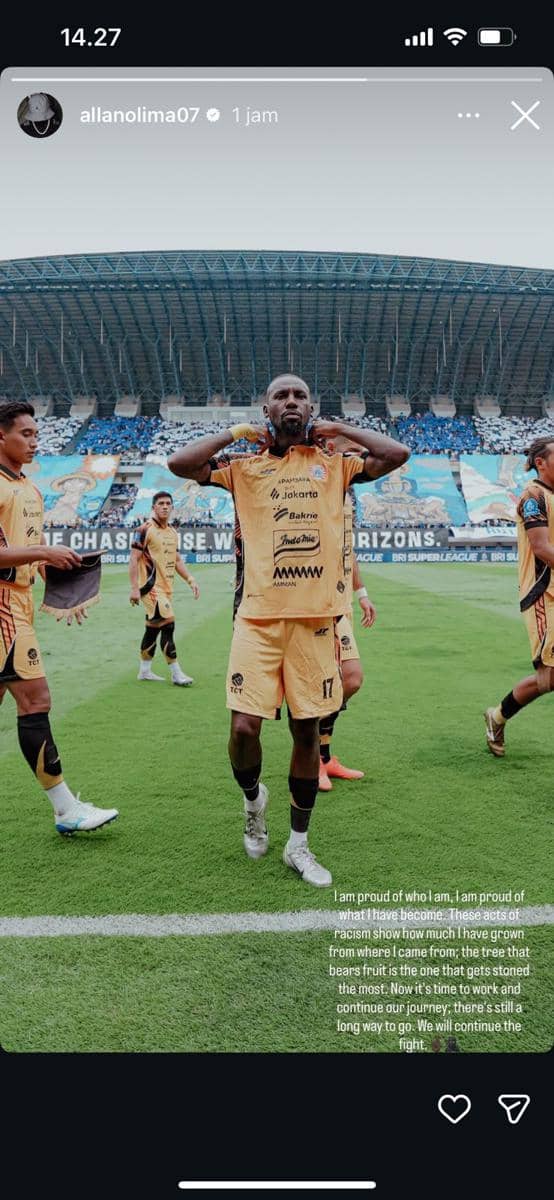 Unggahan akun IG Allano Lima, pemain Persija.