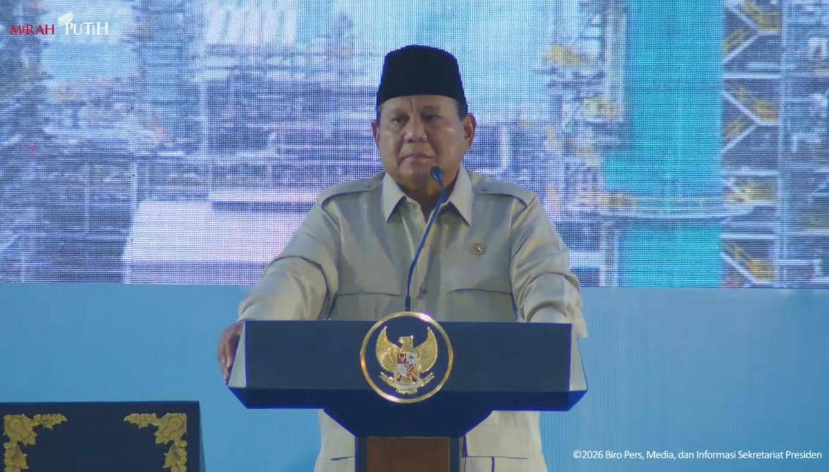 Presiden Prabowo meresmikan Infrastruktur Terintegrasi Pertamina Refinery Development Master Plan (RDMP) di Balikpapan, Senin (12/1/2026) (Youtube.com/Sekretariat Presiden)