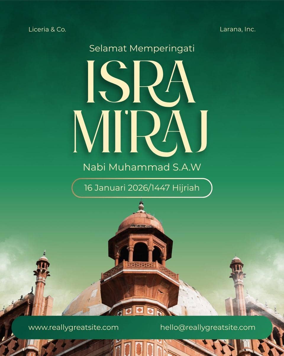 Ilustrasi poster Isra Miraj 2026 (Canva/By MesStudio)