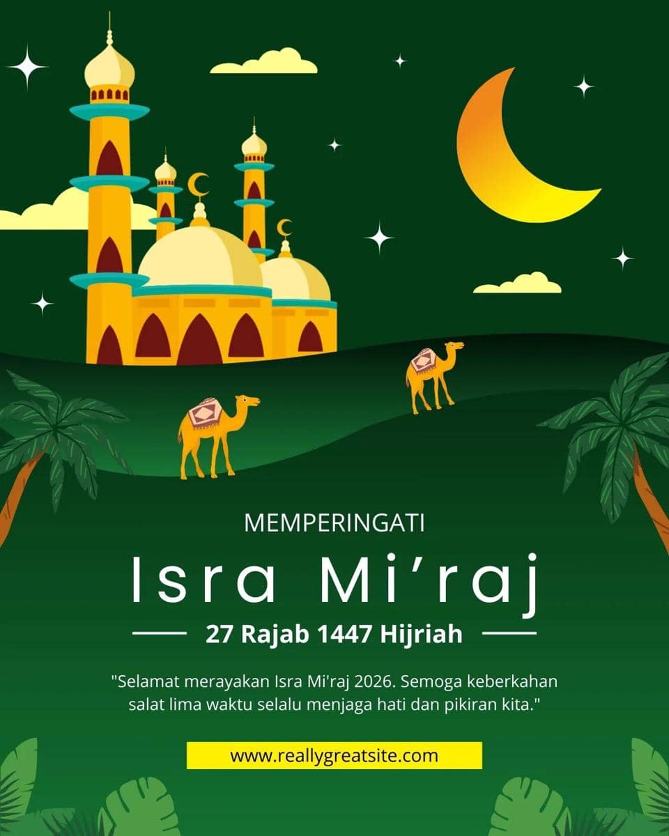 Ilustrasi poster Isra Miraj 2026 (Canva/By Silver Space)