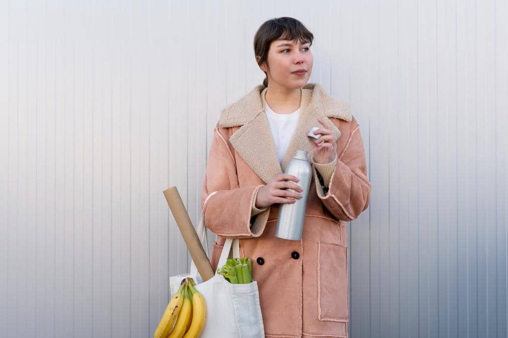 Ilustrasi perempuan membawa tumbler