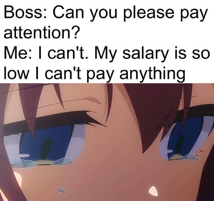meme anime tentang gaji