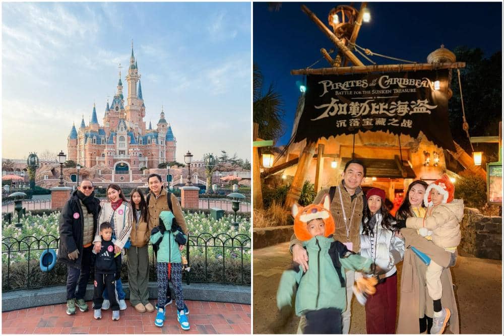Keluarga Ayu Dewi main di Disneyland Shanghai.