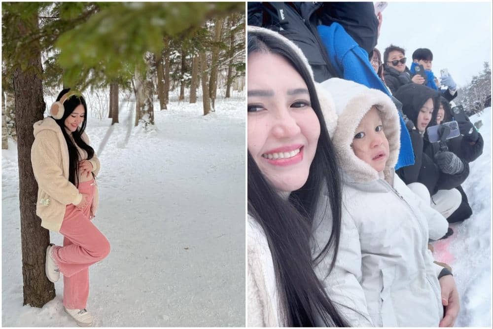 Via Vallen berwisata salju di Asahikawa