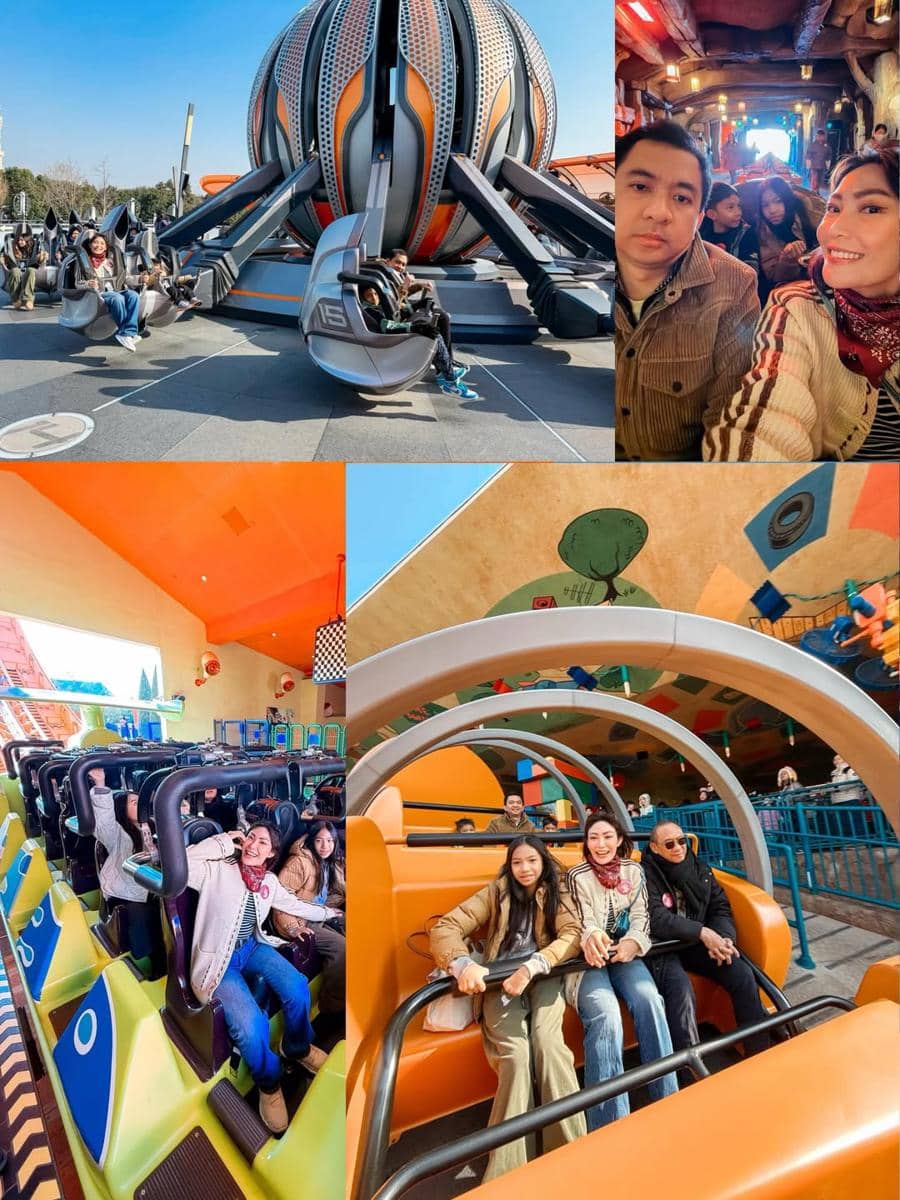 Keluarga Ayu Dewi main di Disneyland Shanghai.