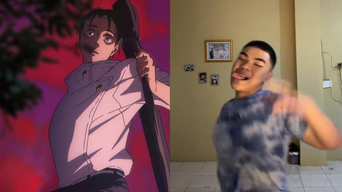 Pose Yuta yang mirip dengan meme Bagas Dribble - Jujutsu Kaisen S3