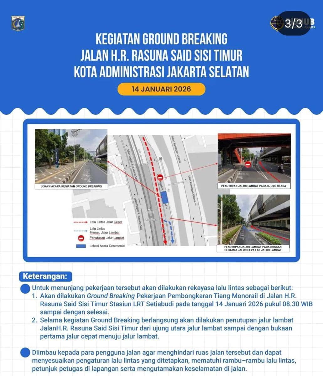 Dishub DKI akan lakukan rekayasa lalu lintas di Rasuna Said/ Instagram @dishubdki