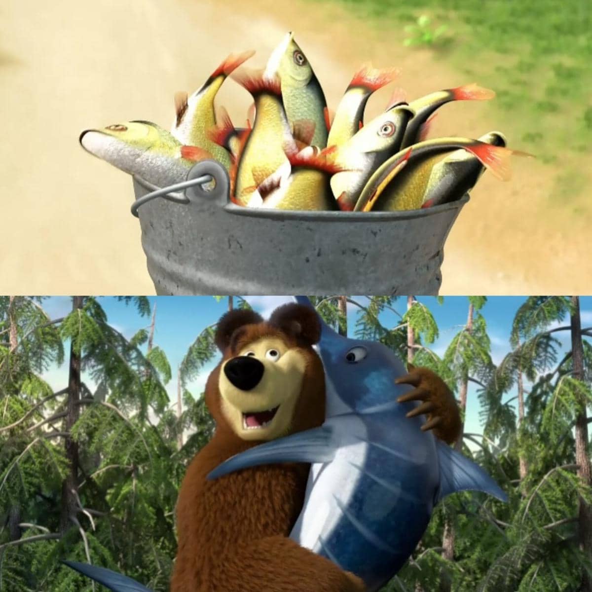 makanan kesukaan Bear di Masha and The Bear