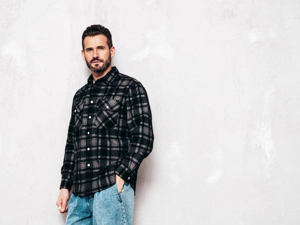 ilustrasi outfit flannel cowok