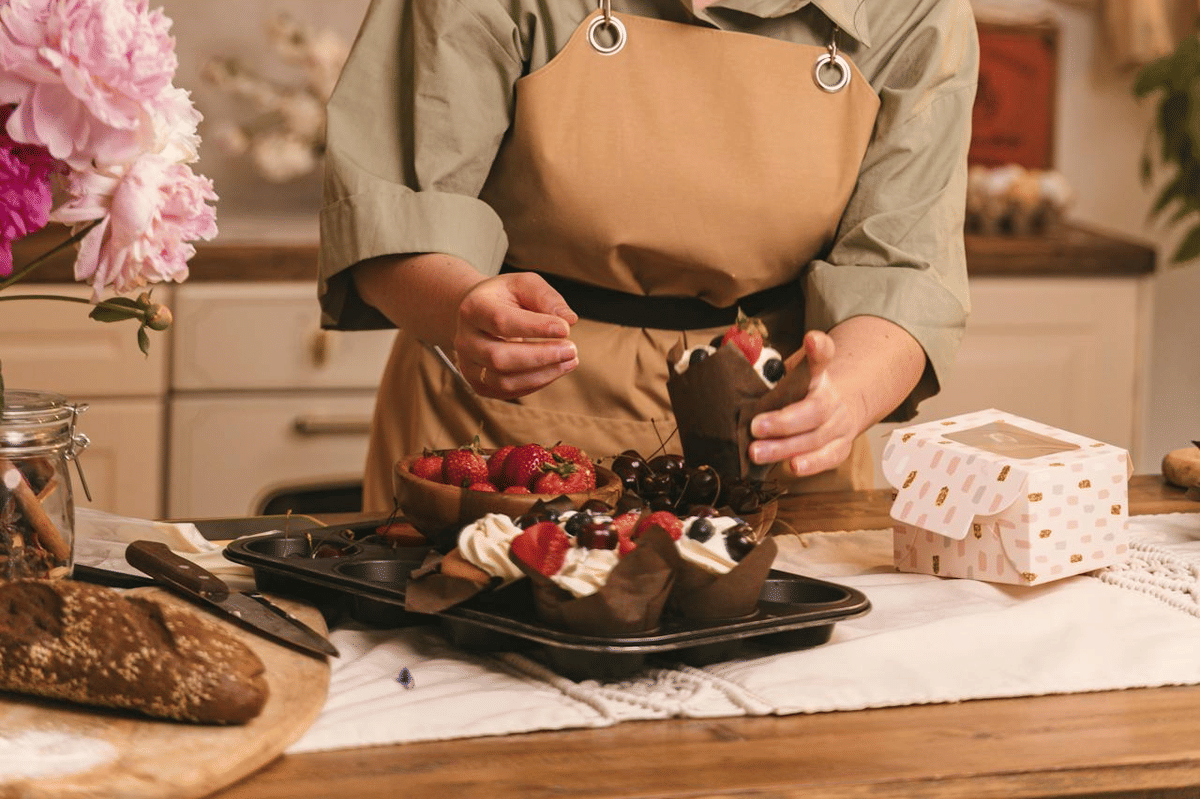 ilustrasi  choco caramel popcorn panna cotta