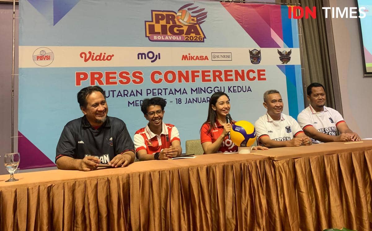 Medan Falcons siap berlaga di Gor Voli Indoor Sumut, 15-18 Januari 2026 (IDN Times/Doni Hermawan)