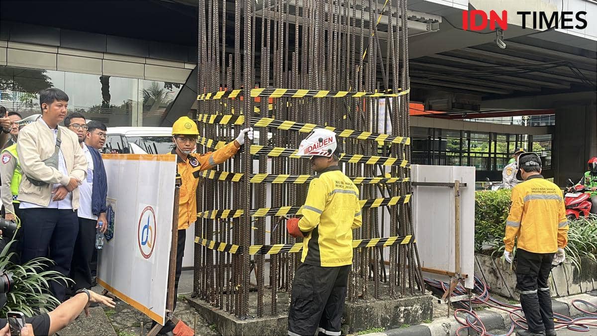 5 Potret Groundbreaking Pembongkaran 109 Tiang Monorel di Rasuna Said
