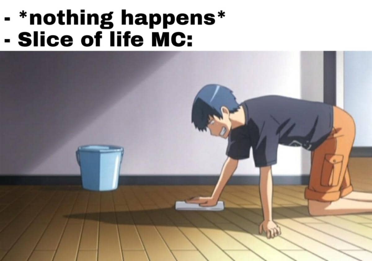 meme anime bersih-bersih rumah