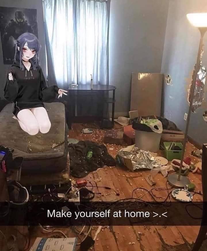 meme anime bersih-bersih rumah