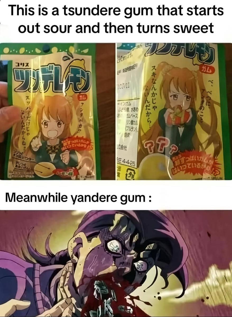 meme anime tentang permen karet