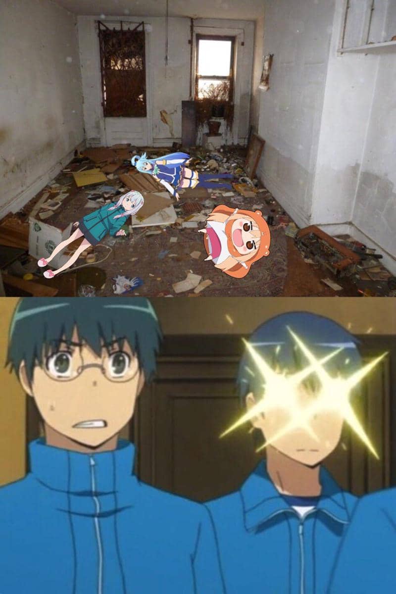 meme anime bersih-bersih rumah