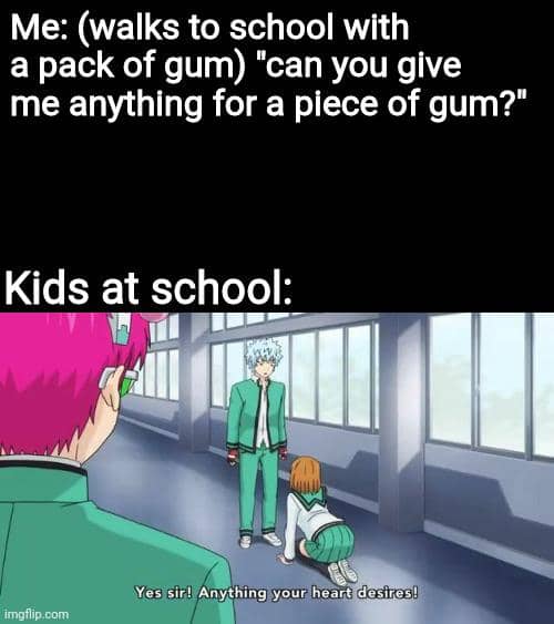 meme anime tentang permen karet