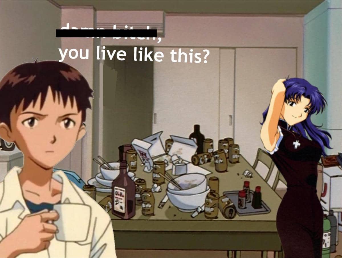 meme anime bersih-bersih rumah