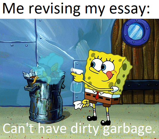 meme SpongeBob membersihkan tempat sampah