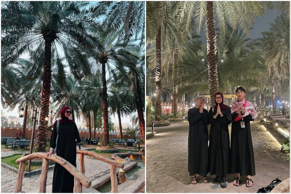 Marcella Zalianty ke kebun kurma di Madinah.