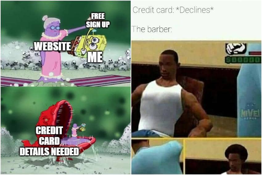 kolase meme kartun tentang kartu kredit