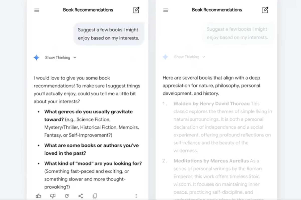 perbandingan respons fitur Personal Intelligence di Gemini