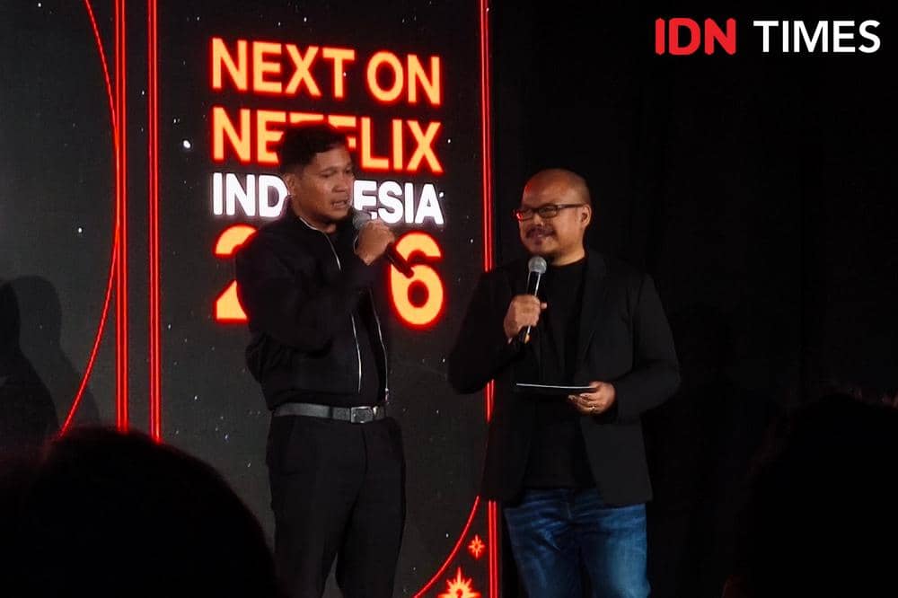 Sidharta Tata dalam press conference Next on Netflix Indonesia 2026 di Jakarta, Kamis (15/1/2026)